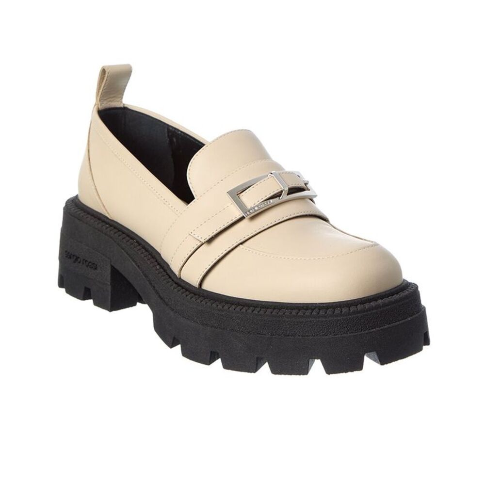 Sergio Rossi Alicia 90 Leather Platform Loafer, White